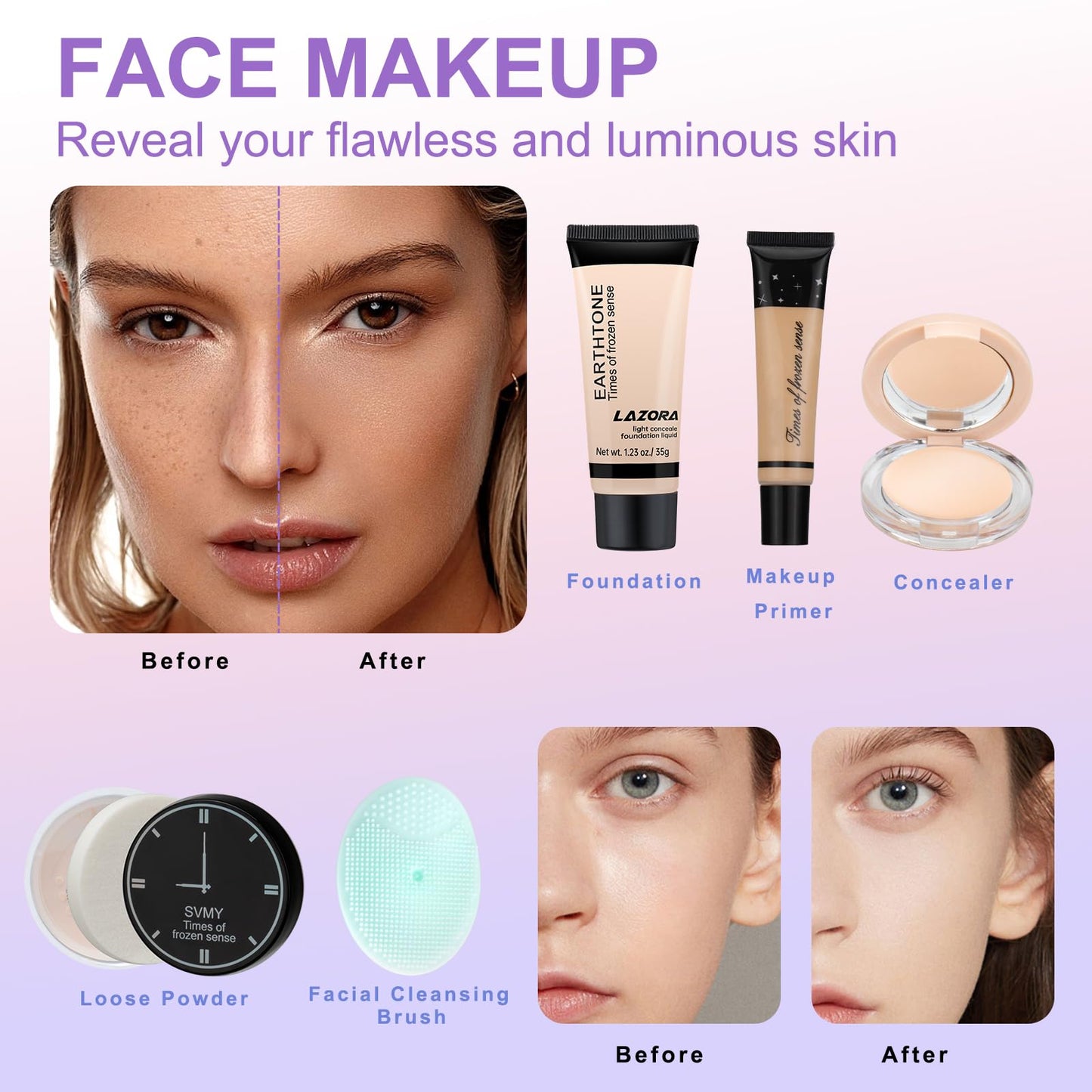 LAZORA beginner makeup kit packaged beautifully as a gift set for teenagers