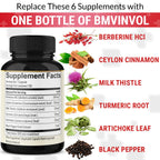 Supplement facts label on Bmvinvol Berberine bottle