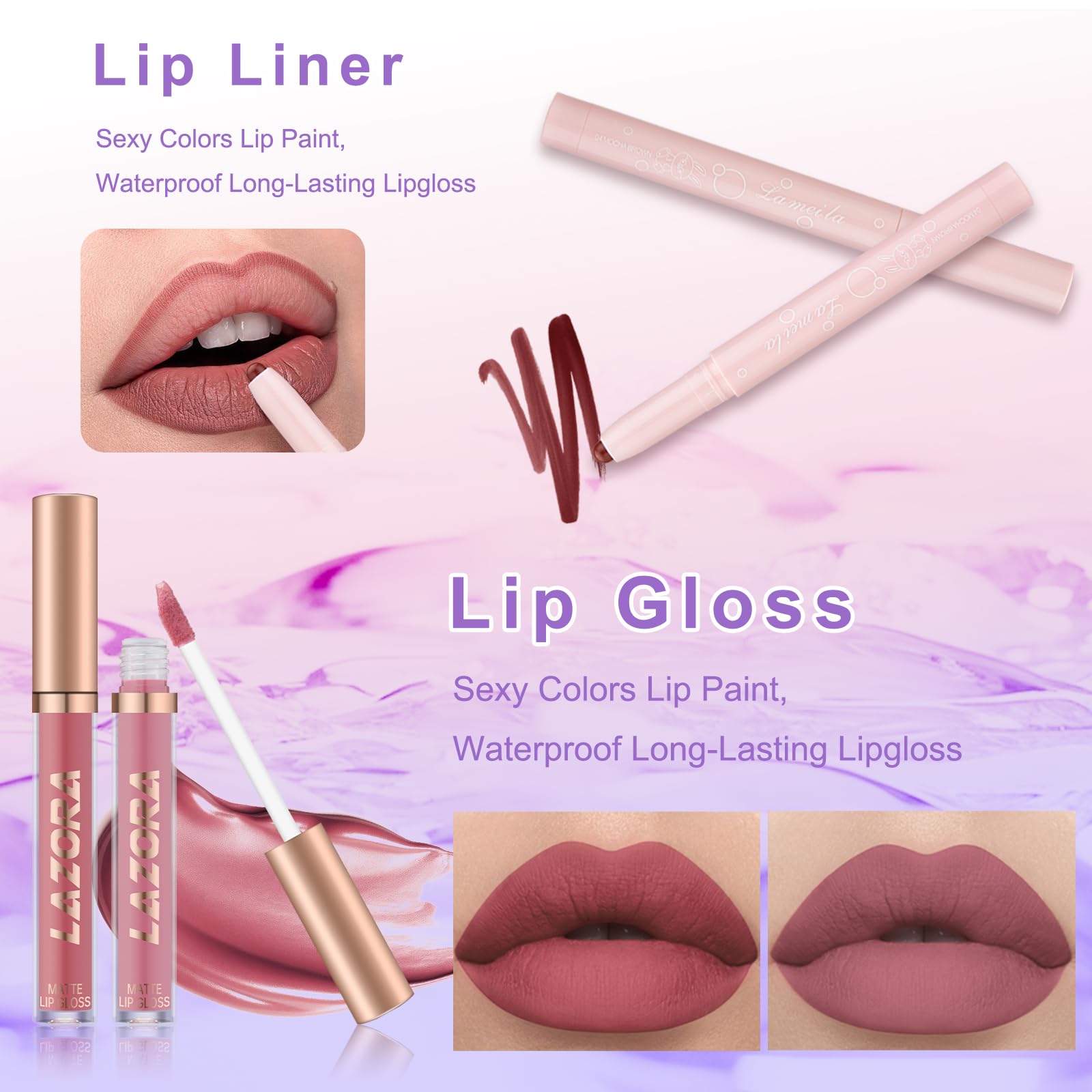 LAZORA liquid foundation and mascara tubes highlighting the safe formulas for preteens