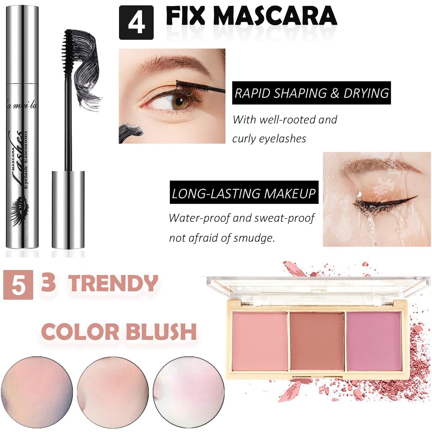 Qiong beginner friendly travel makeup bundle illustrating the eyeliner stamp and eyebrow soap kit components