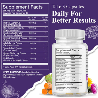 Serene Herbs Ancient Formula dietary supplement supplement facts panel detailing milk thistle and artichoke extract dosages.