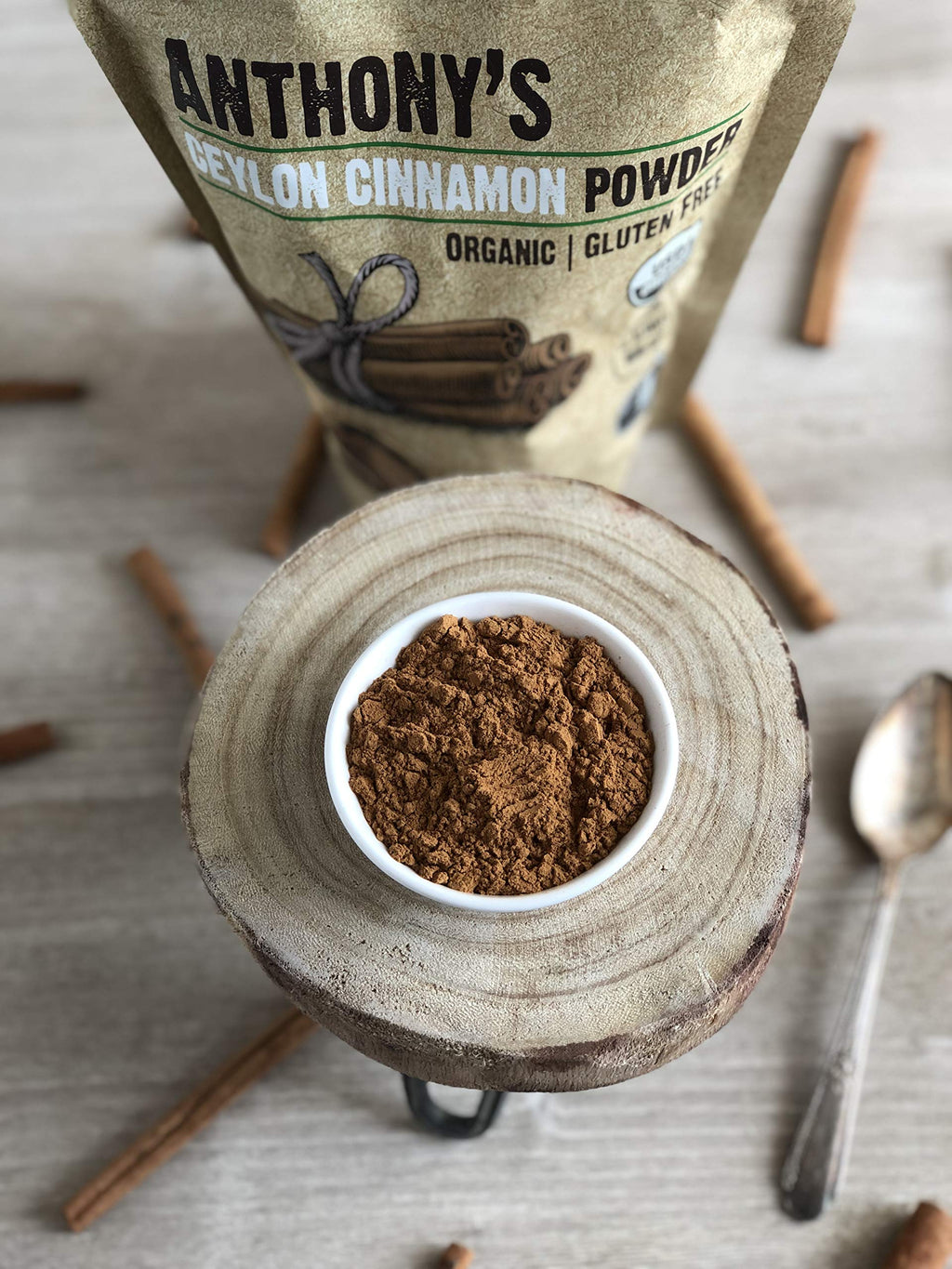 Anthony's Organic Ceylon Cinnamon Powder back of pack information