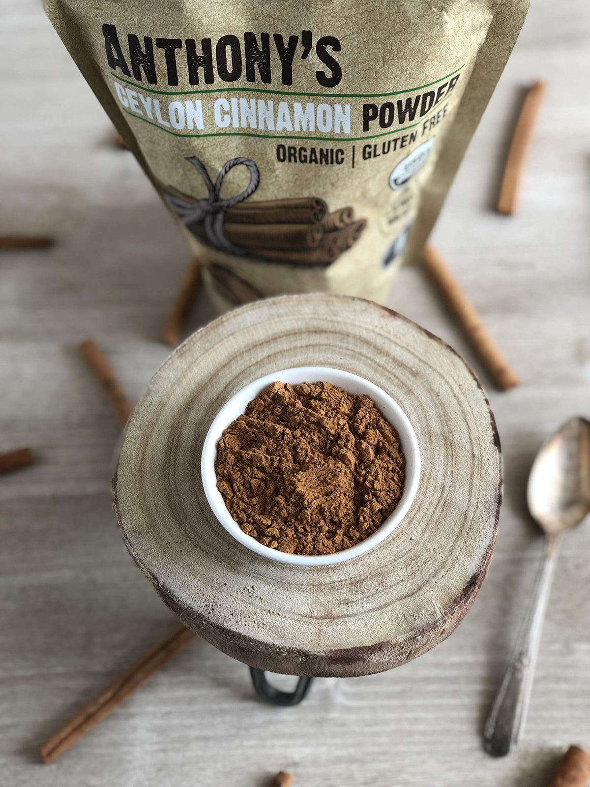 Anthony's Organic Ceylon Cinnamon Powder back of pack information