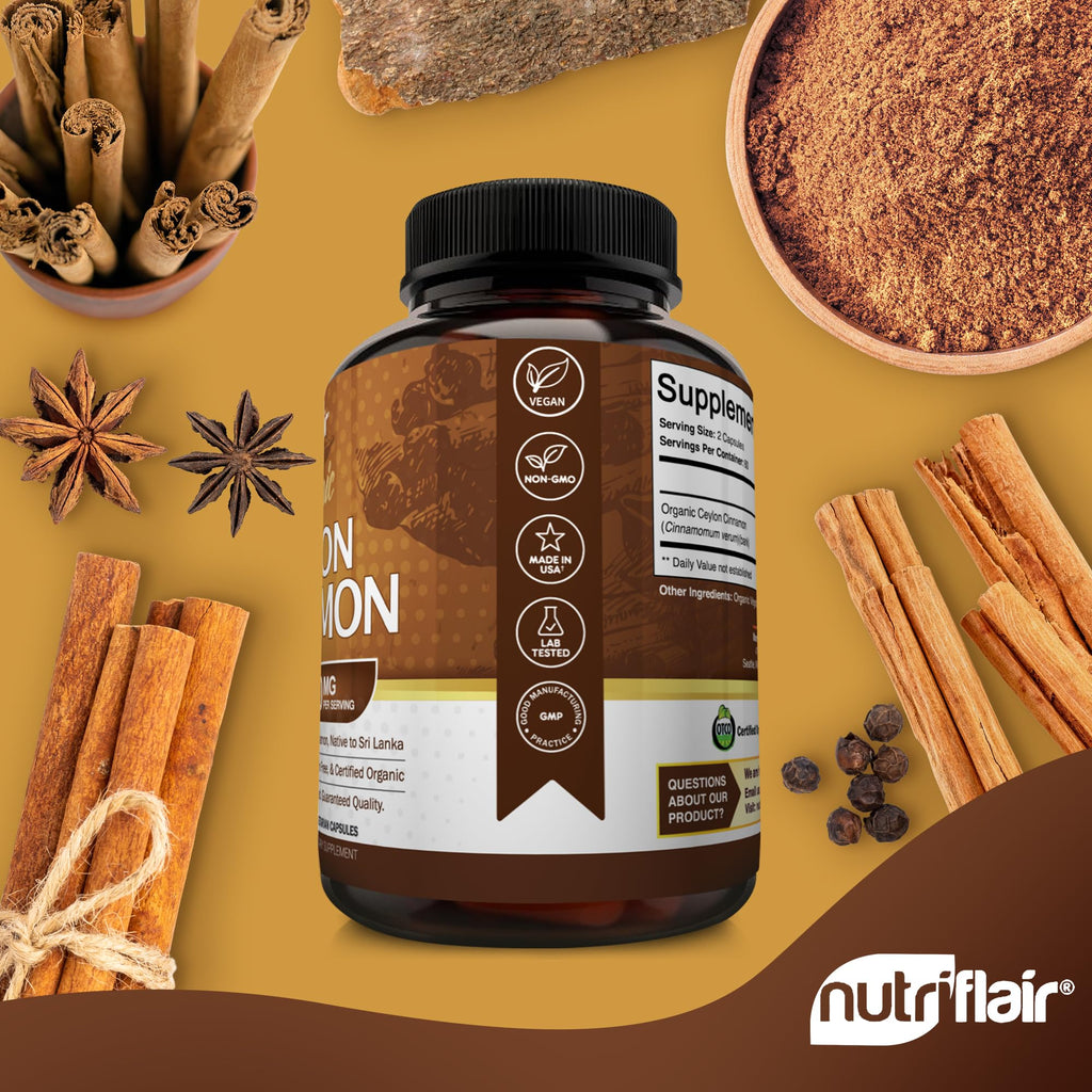 NutriFlair supplement bottle highlighting USDA organic certification