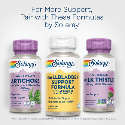 Solaray daily herbal dietary supplement bottle for gallbladder health on clean background.