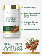 Side profile of Carlyle Berberine with Ceylon Cinnamon supplement bottle