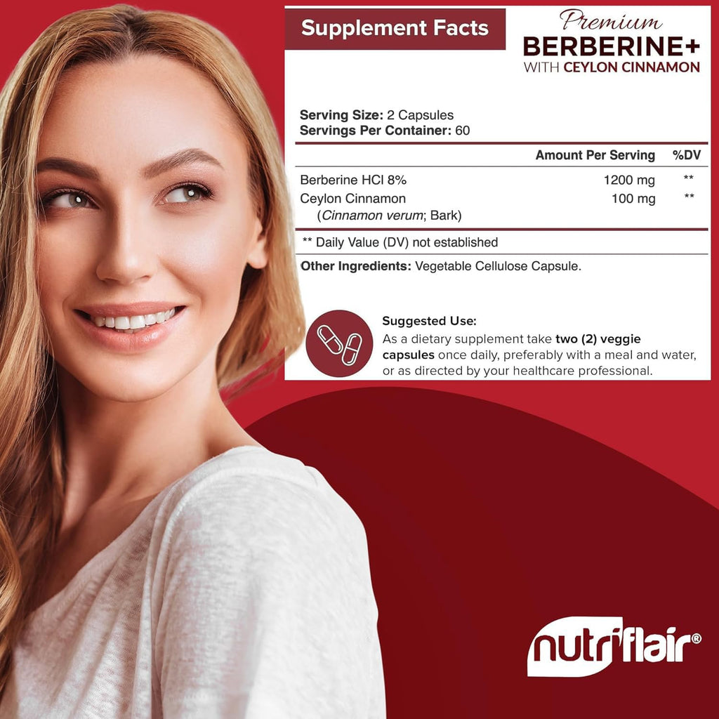NutriFlair Berberine supplement bottle label details