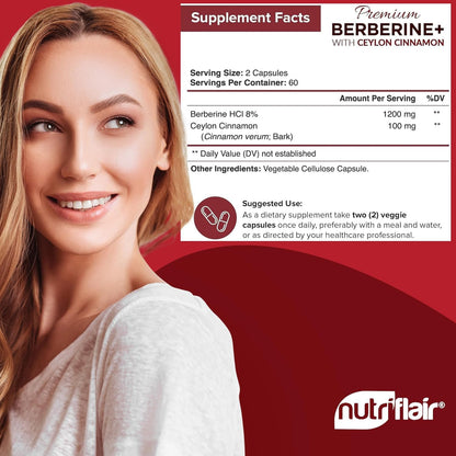 NutriFlair Berberine supplement bottle label details