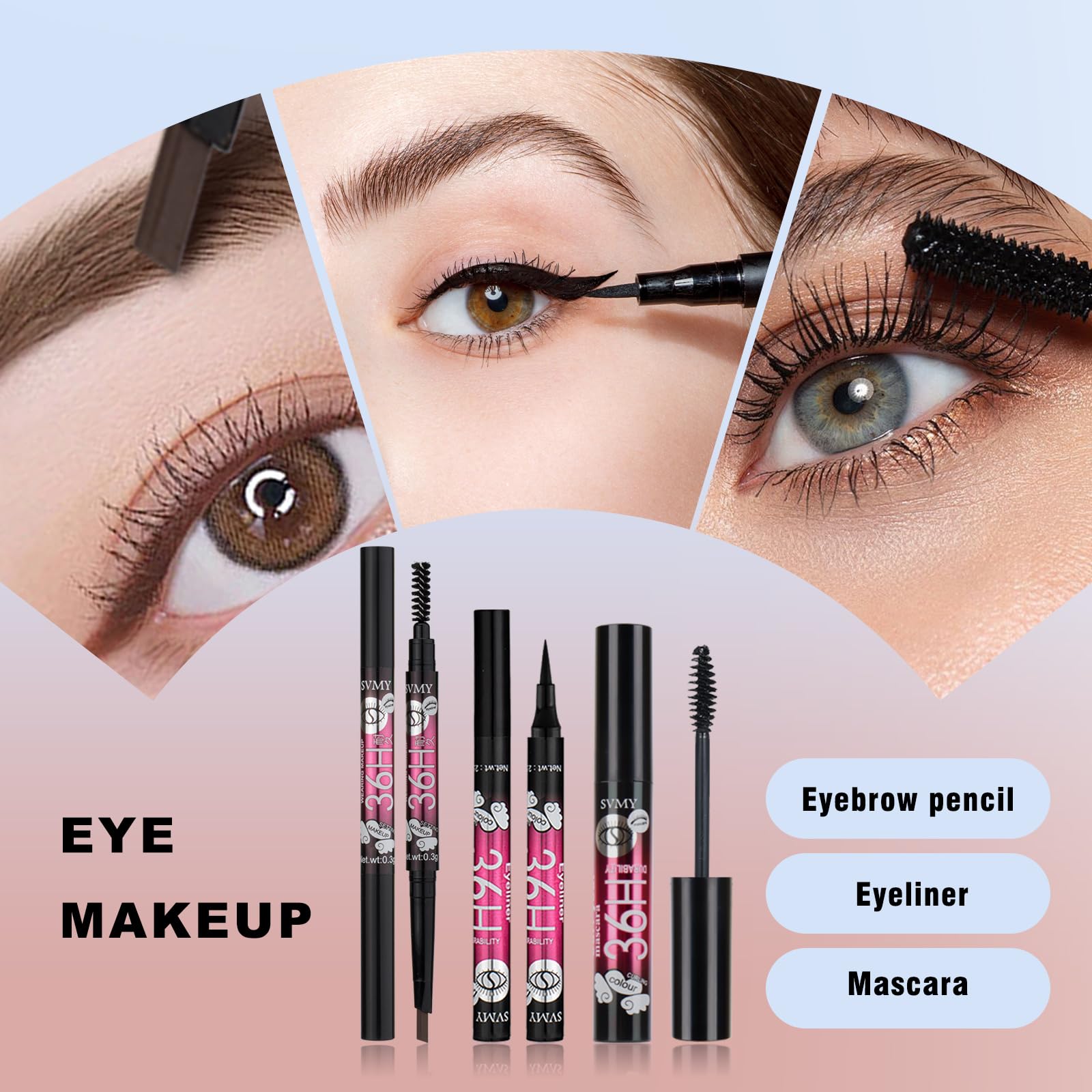 KAVCENT premium makeup brush set and pink beauty blender sponge close up view