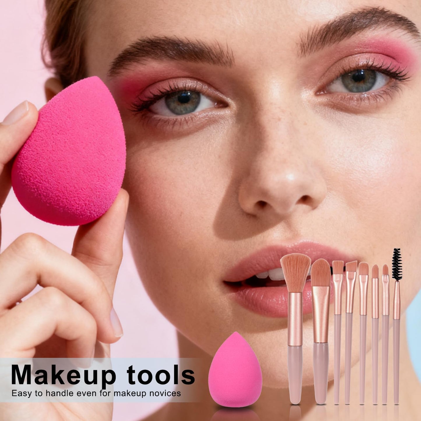 KAVCENT full face cosmetics kit items laid out flat to display all included products clearly