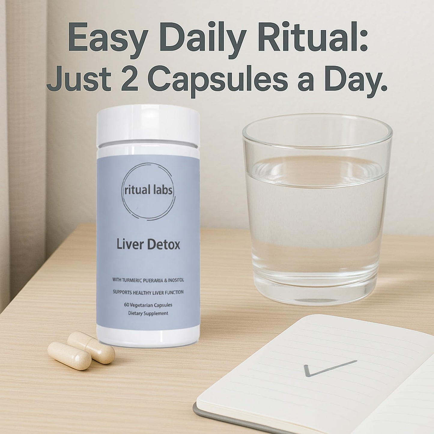 Authentic USA sourced vegan and gluten free liver care capsules from Ritual Labs