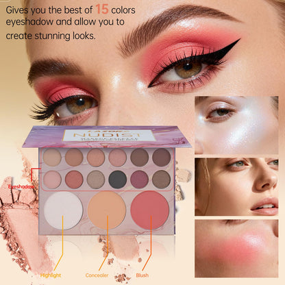 Close up shot of the fifteen color marble eyeshadow palette included in the teenage beauty gift bundle.
