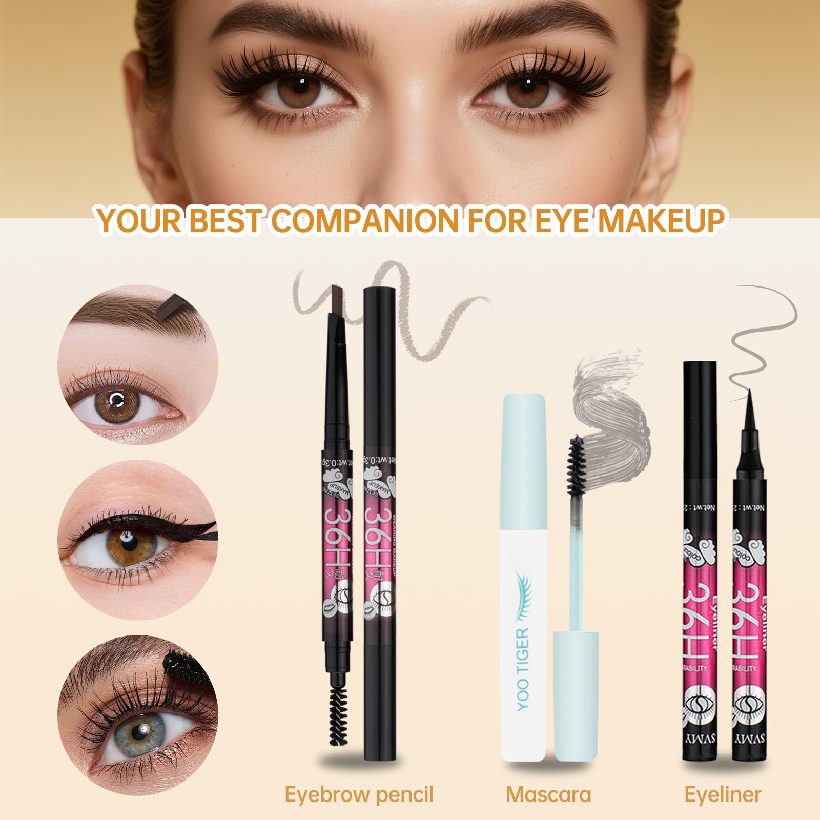 Full view of the open LAZORA travel cosmetic bag displaying lip glosses and face concealer options.