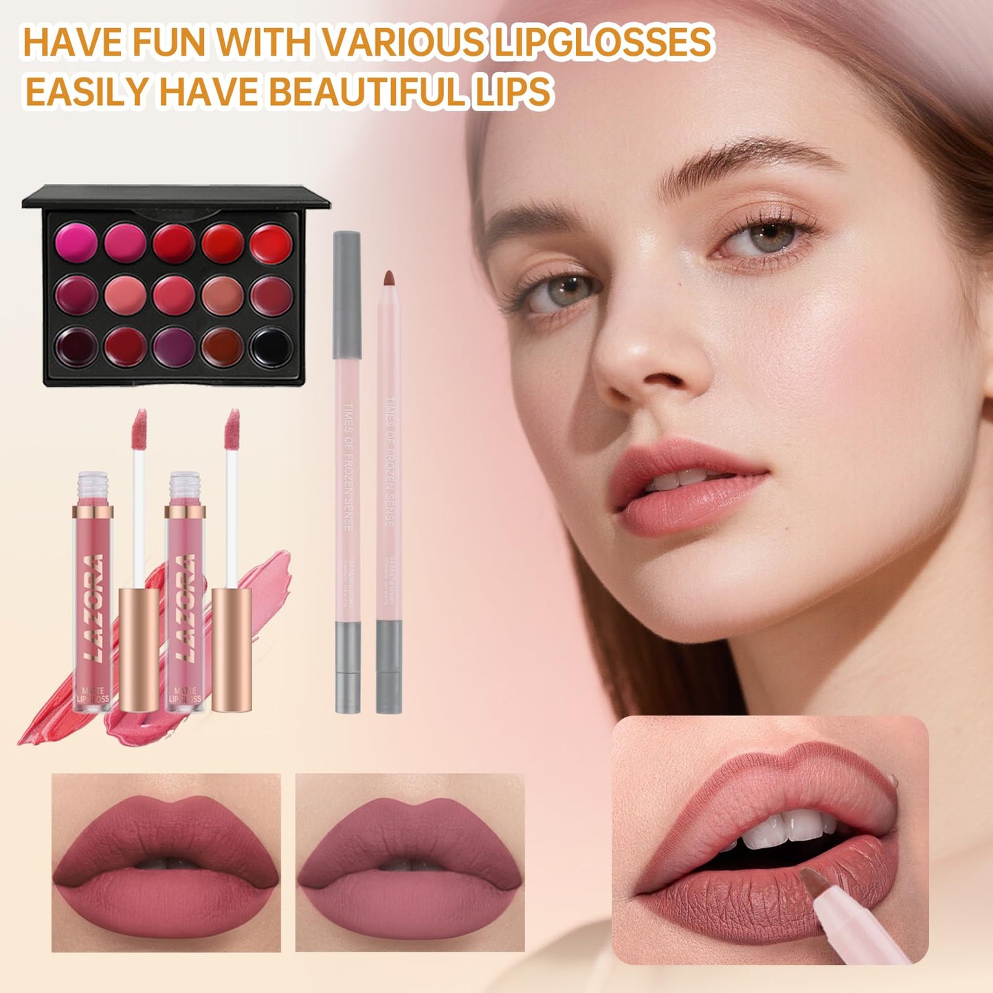 Packaging layout of the authentic LAZORA teenager gift box showing all nine included items.