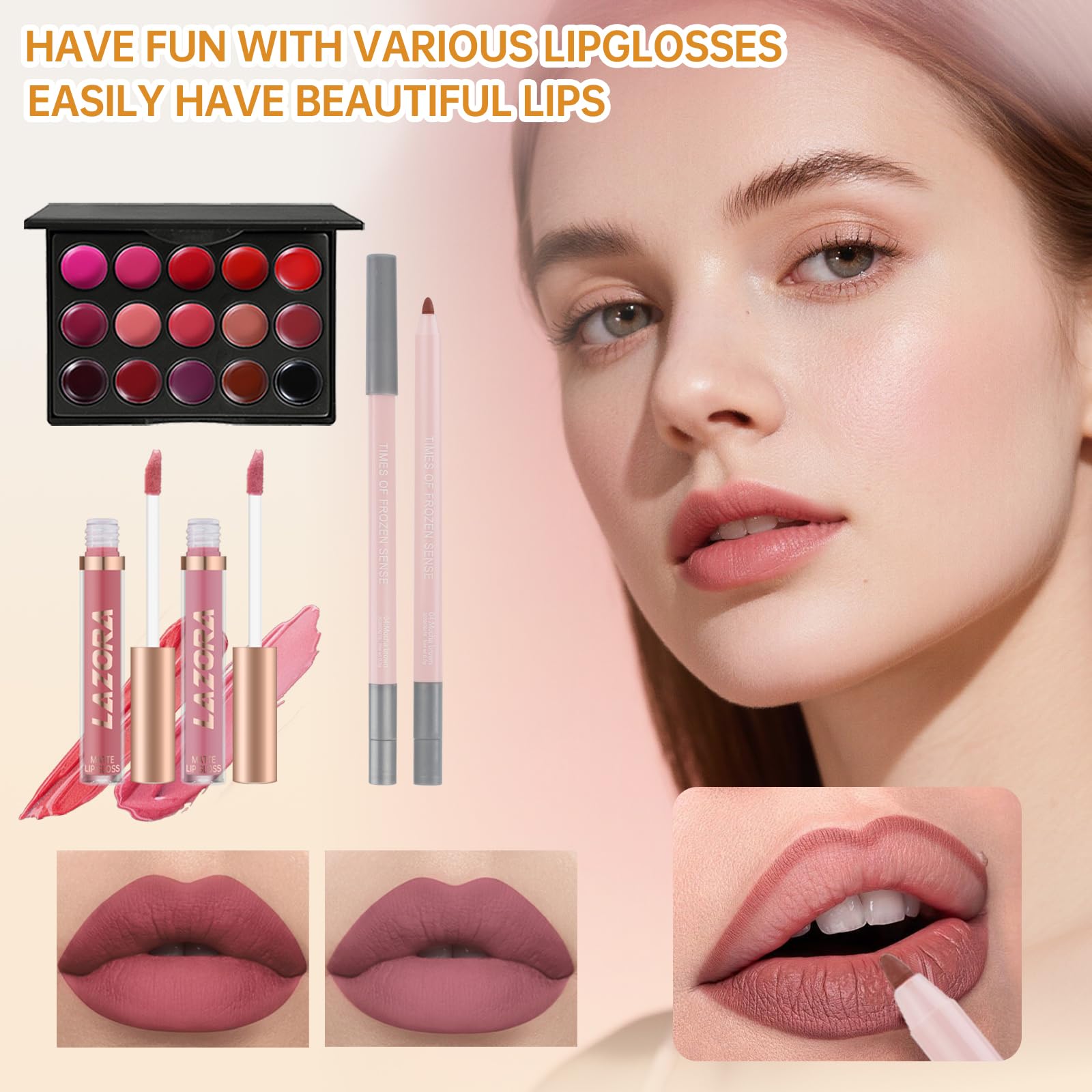 Packaging layout of the authentic LAZORA teenager gift box showing all nine included items.