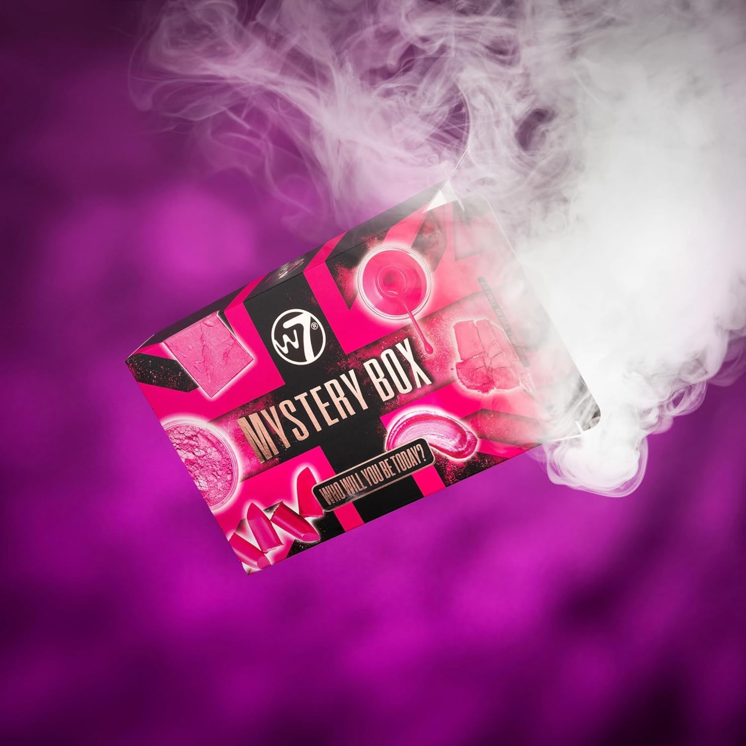 Close up shot of the PETA approved cruelty free logo on the W7 cosmetics gift box.