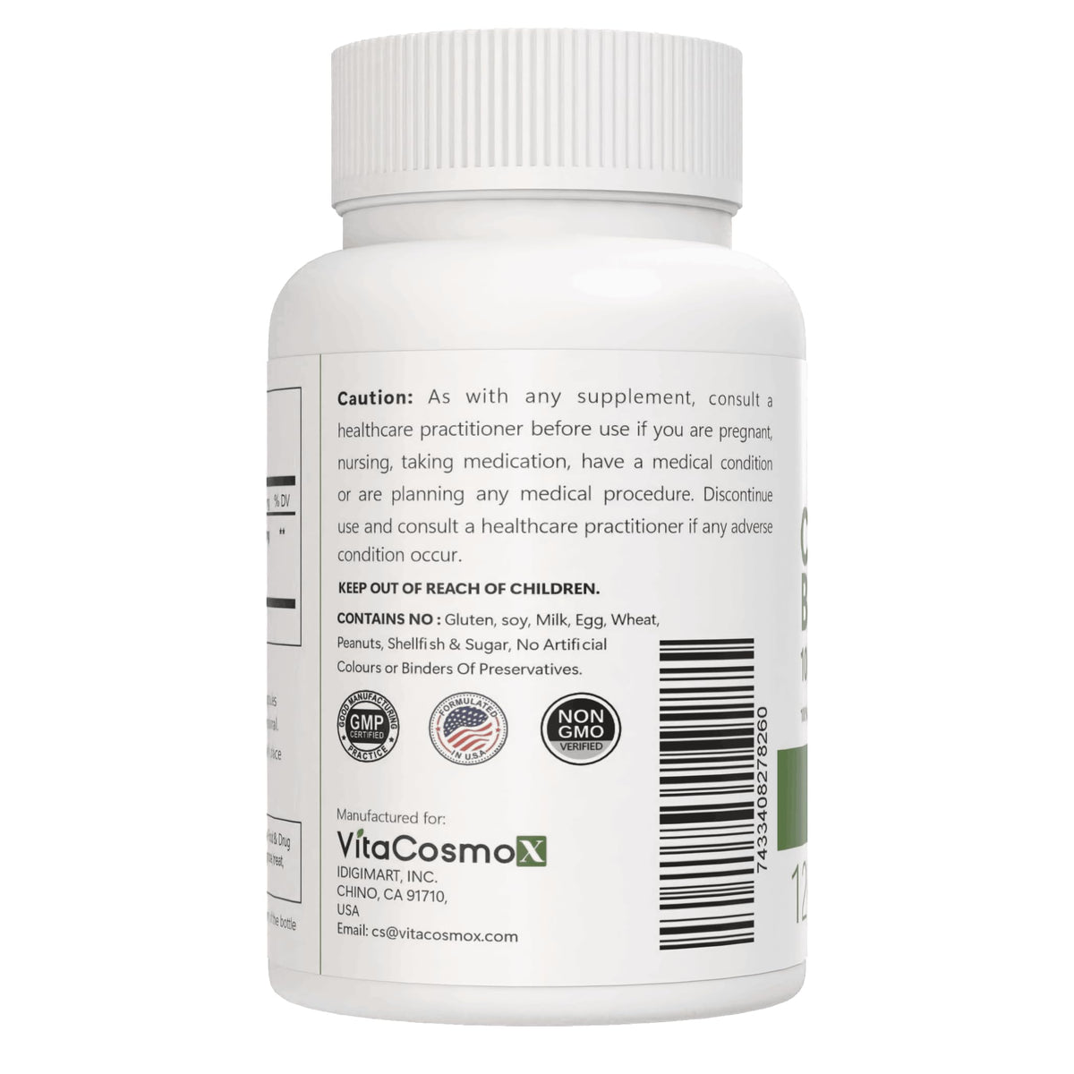 VitaCosmoX Cissus 120 vegan capsules bottle angled view