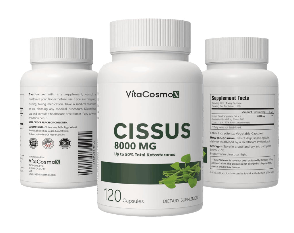 VitaCosmoX Cissus Quadrangularis maximum strength nutritional facts label