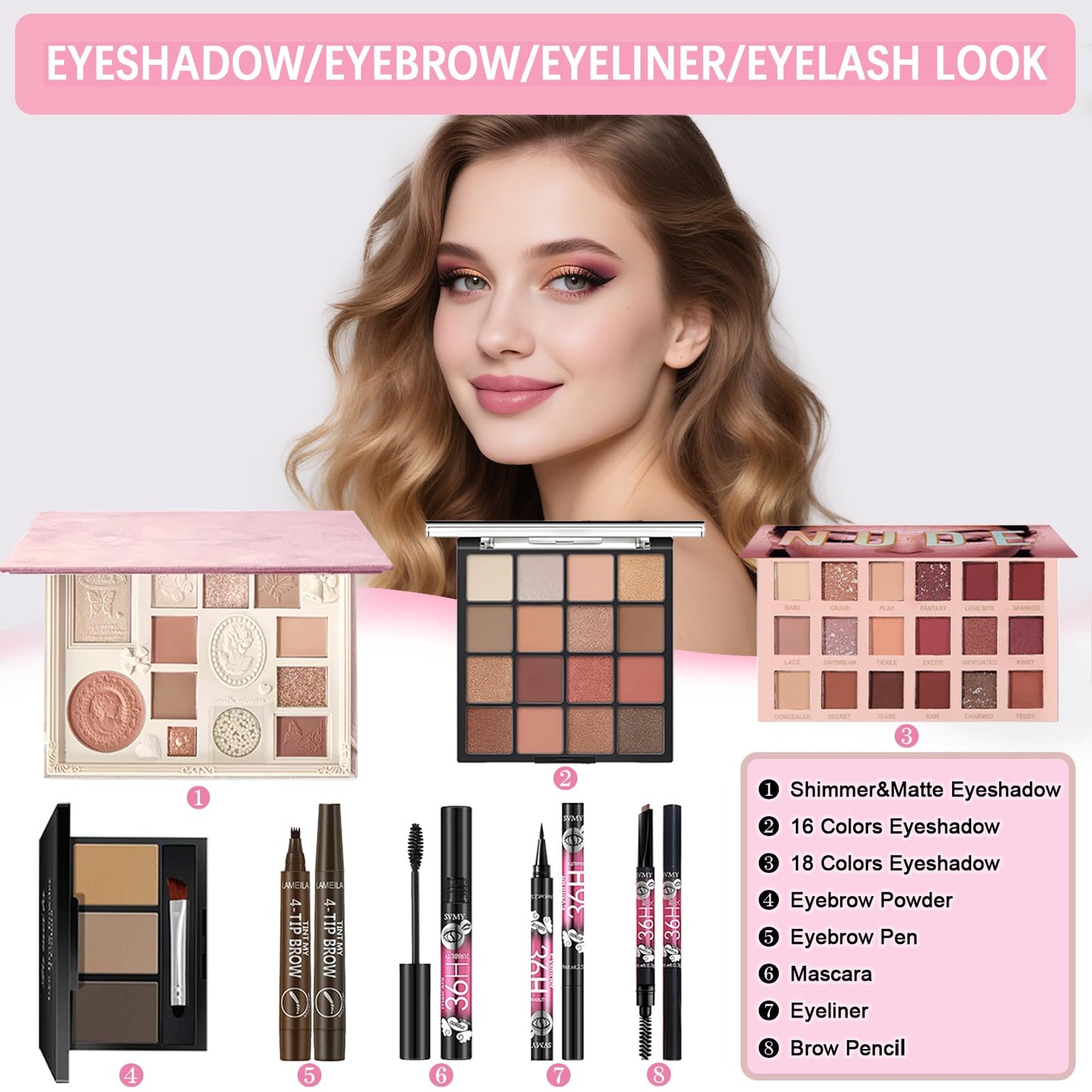 Geyomi makeup gift set highlighting the seven pieces cosmetic brush collection