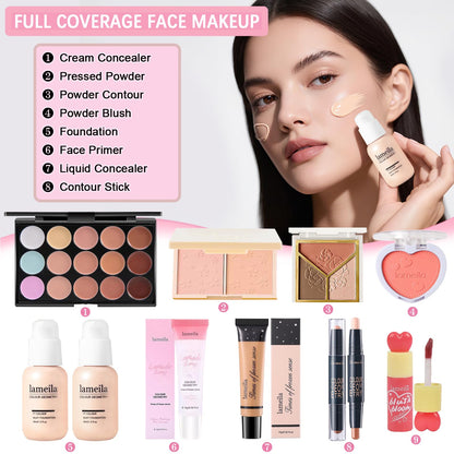Geyomi travel makeup set featuring medium to full coverage liquid foundation