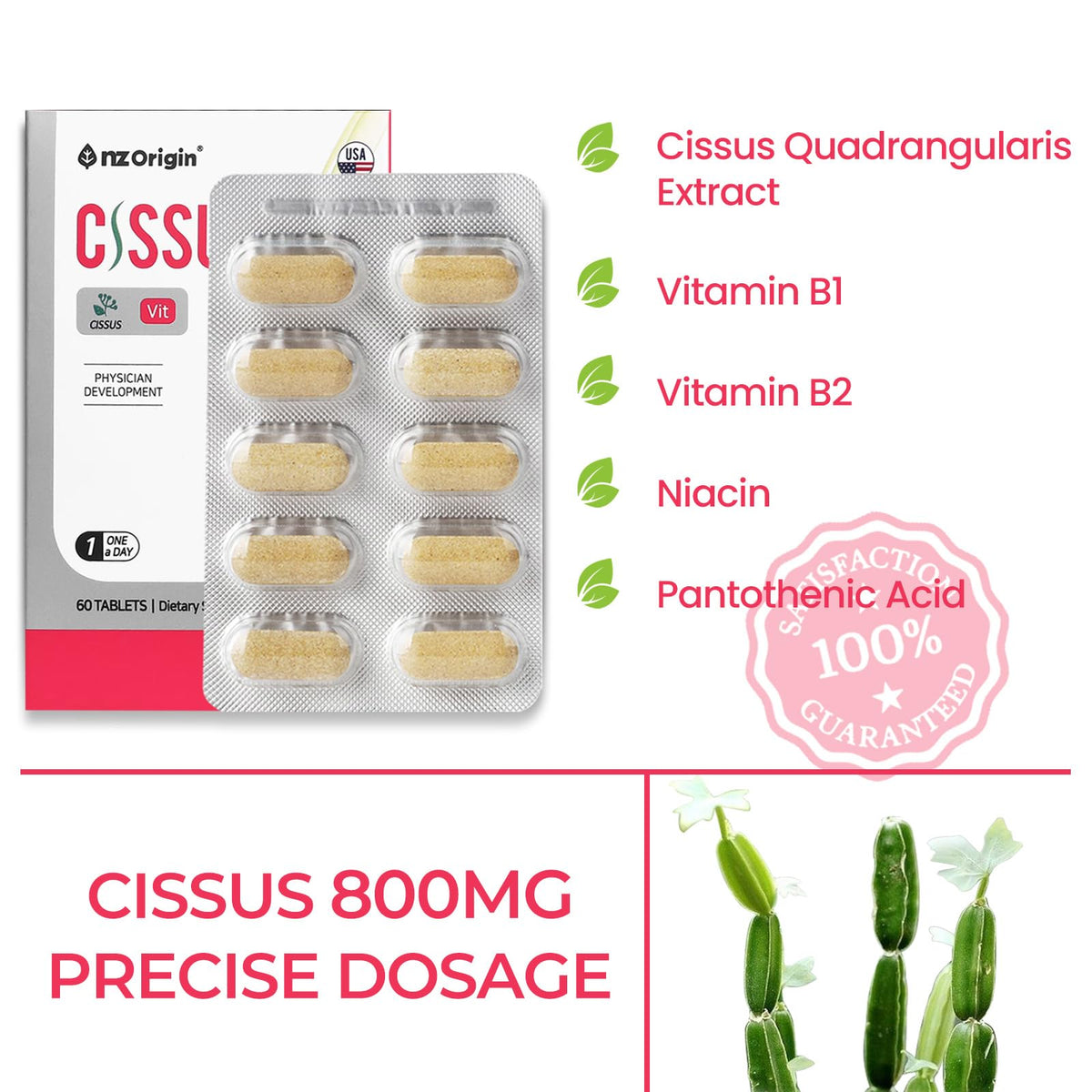 Imported USA Cissus Quadrangularis capsules non GMO and gluten free labels