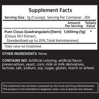 ML Naturals Cissus Quadrangularis powder packaging detailing the 50 to 1 concentration ratio.