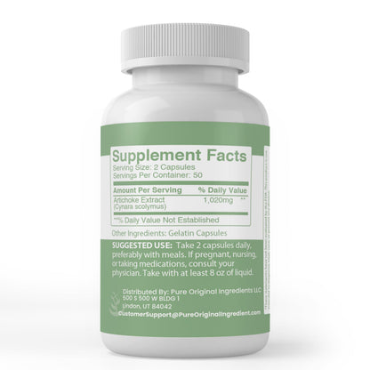 Pure Original Ingredients Artichoke Extract supplement label details and dosage facts