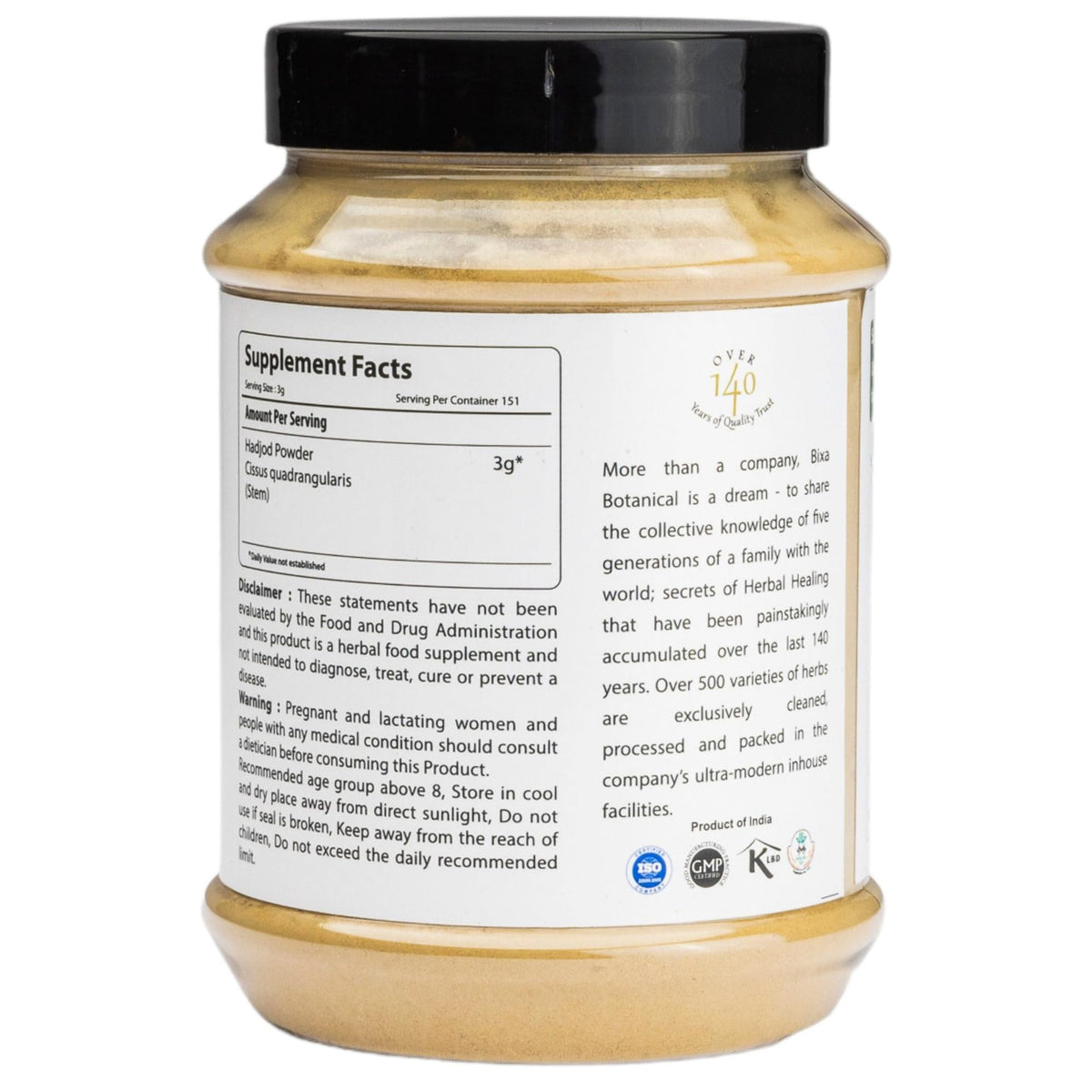 Natural herbal supplement powder texture of Bixa Botanical bone setter vine