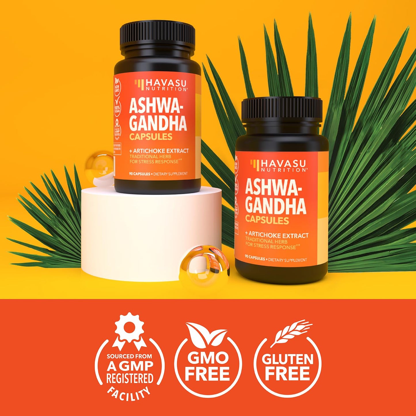 Side view of Havasu Nutrition herbal dietary supplement for clear clean energy and sleep support