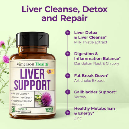 Close up of supplement directions and safety warnings on Vimerson Liver bottle