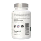 Non-GMO and gluten-free certifications printed clearly on the back of the health supplement bottle