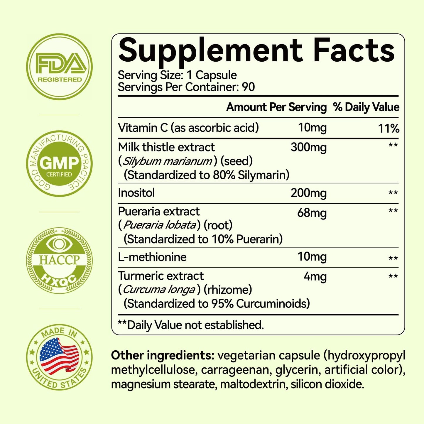 OxyEnergy Milk Thistle and Turmeric supplement supplement facts label showing silymarin content.