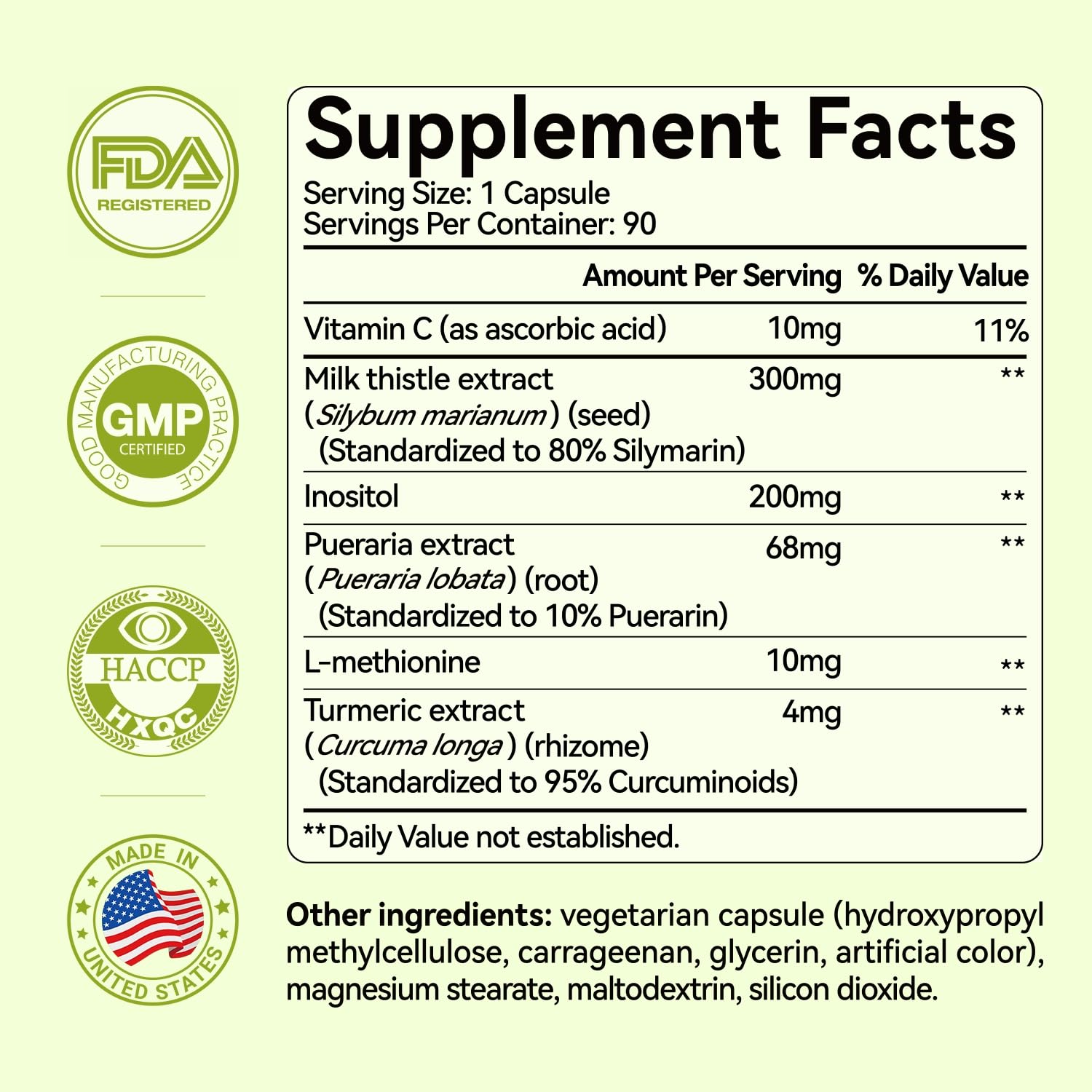 OxyEnergy Milk Thistle and Turmeric supplement supplement facts label showing silymarin content.