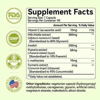 OxyEnergy Milk Thistle and Turmeric supplement supplement facts label showing silymarin content.
