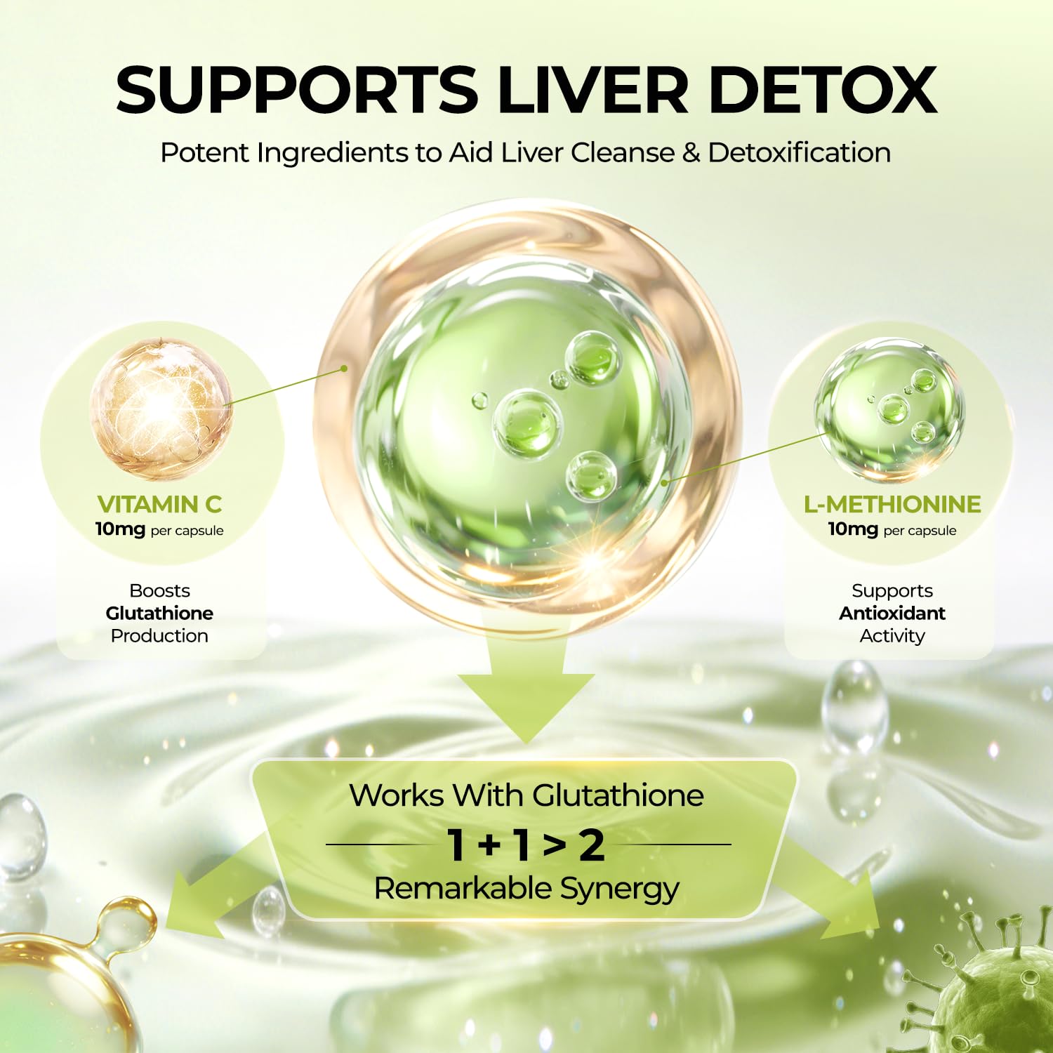 OxyEnergy Liver Detox capsules packaging detailing the antioxidant properties of turmeric and pueraria.