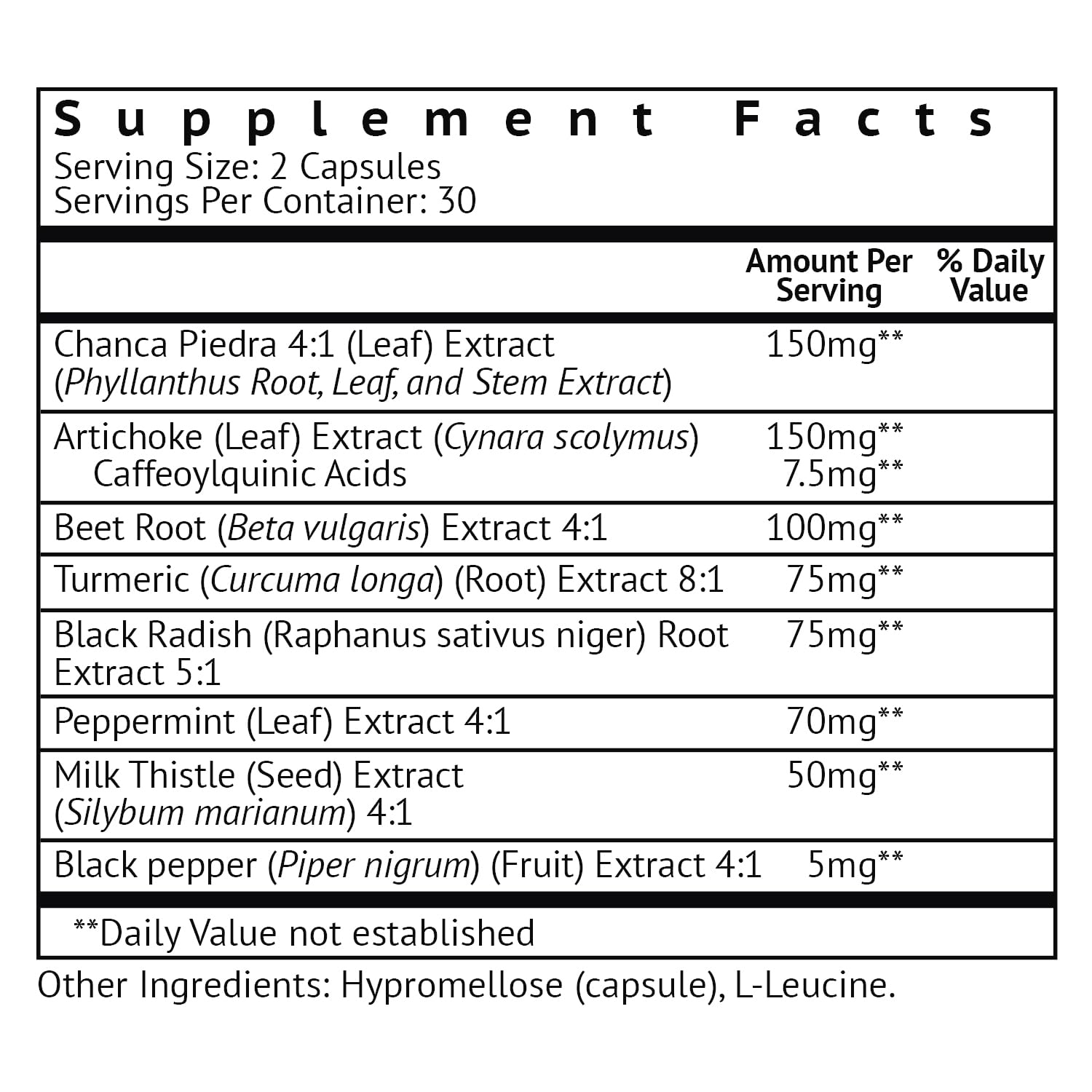 Biolor VitaGall dietary supplement back label showing herbal ingredients list