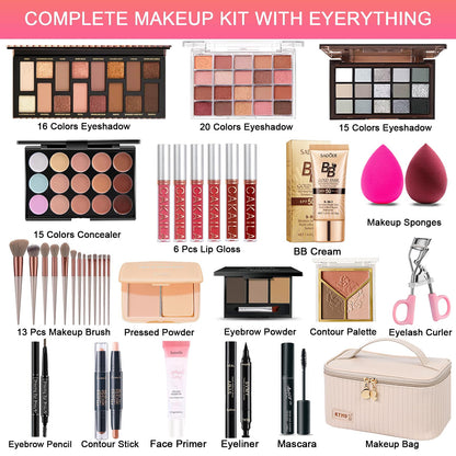 SHELAKIN full makeup set for women showcasing earth tone and pink eyeshadow palettes