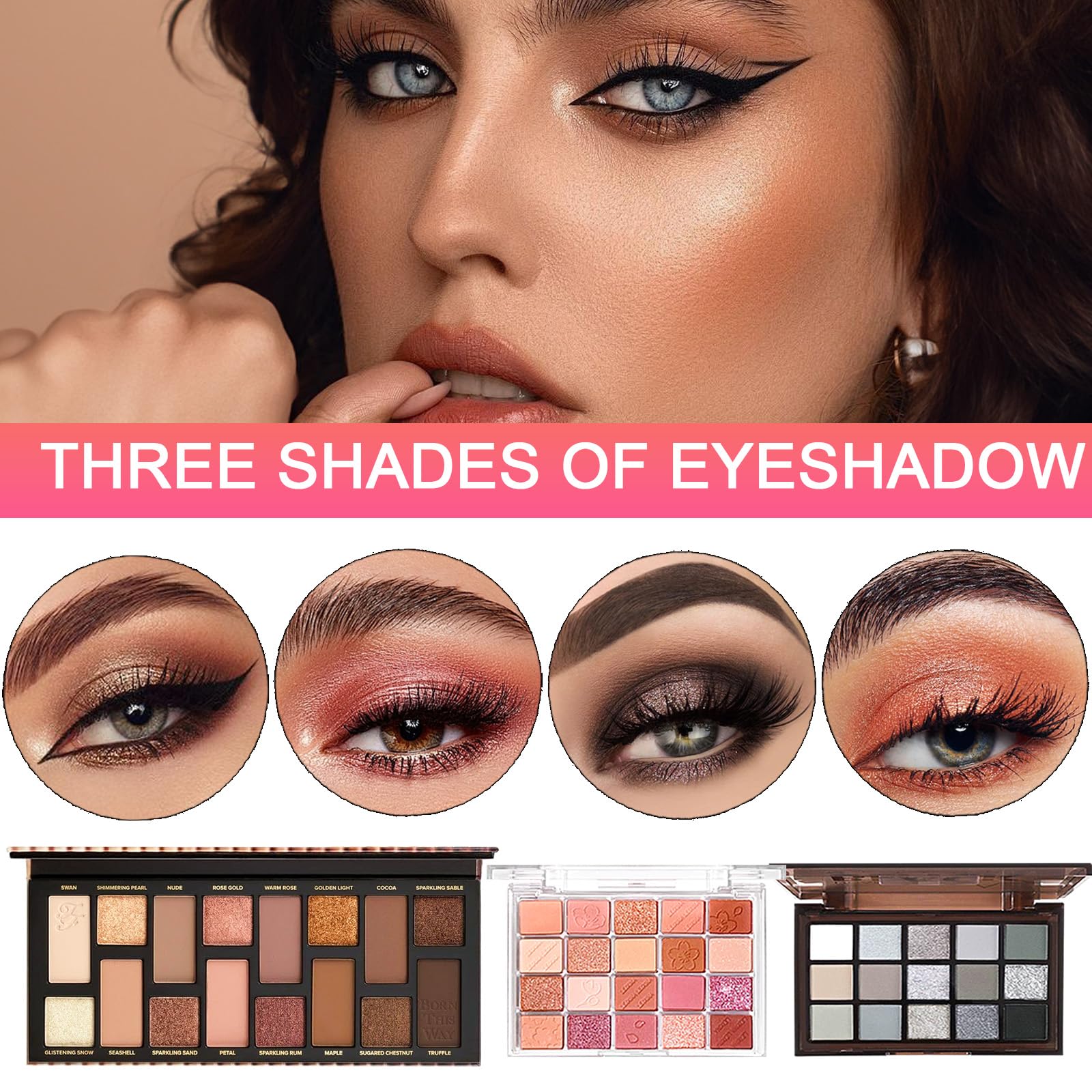 SHELAKIN beauty essential bundle highlighting the application brushes and makeup sponge