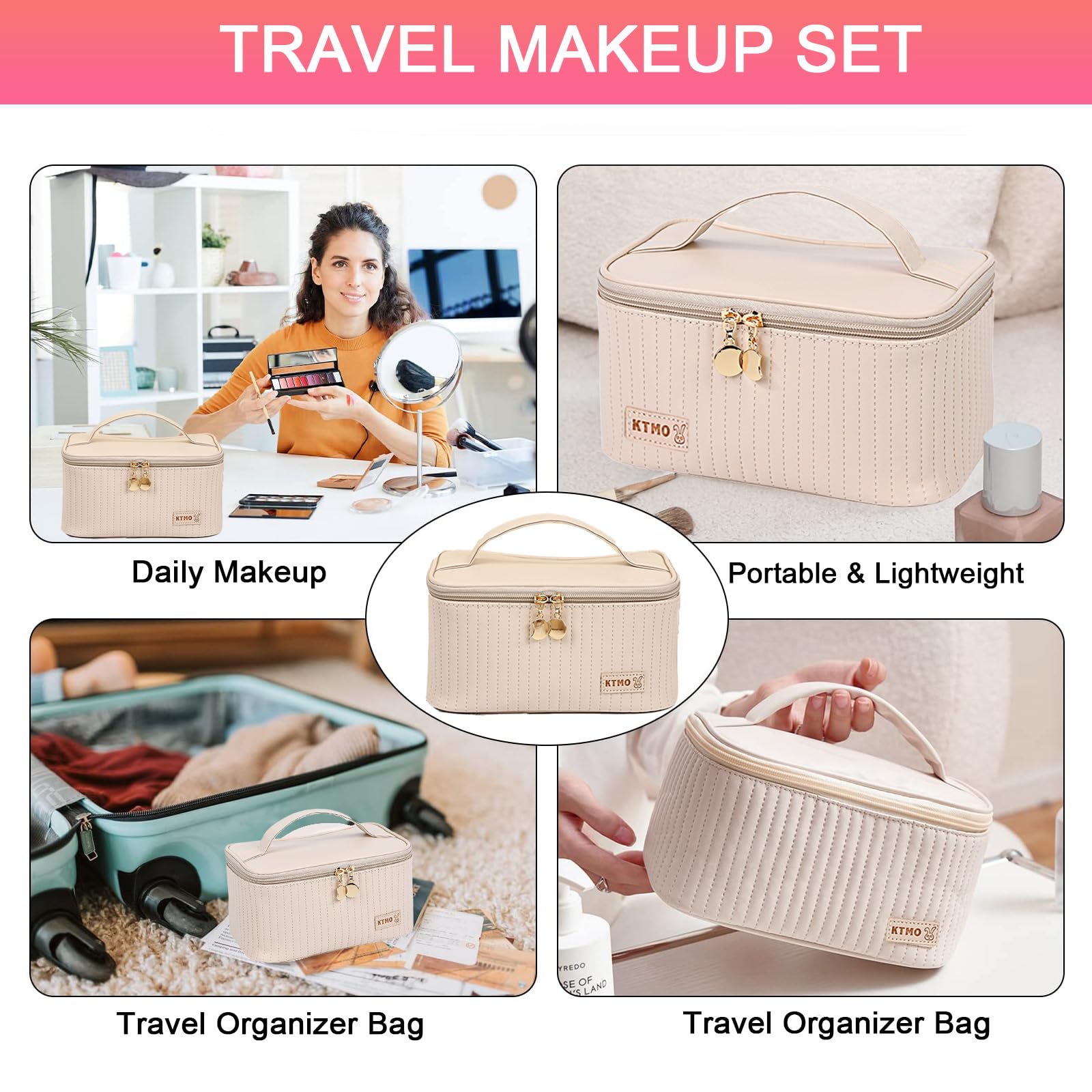 SHELAKIN cosmetic organizer bag packed closed for travel convenience