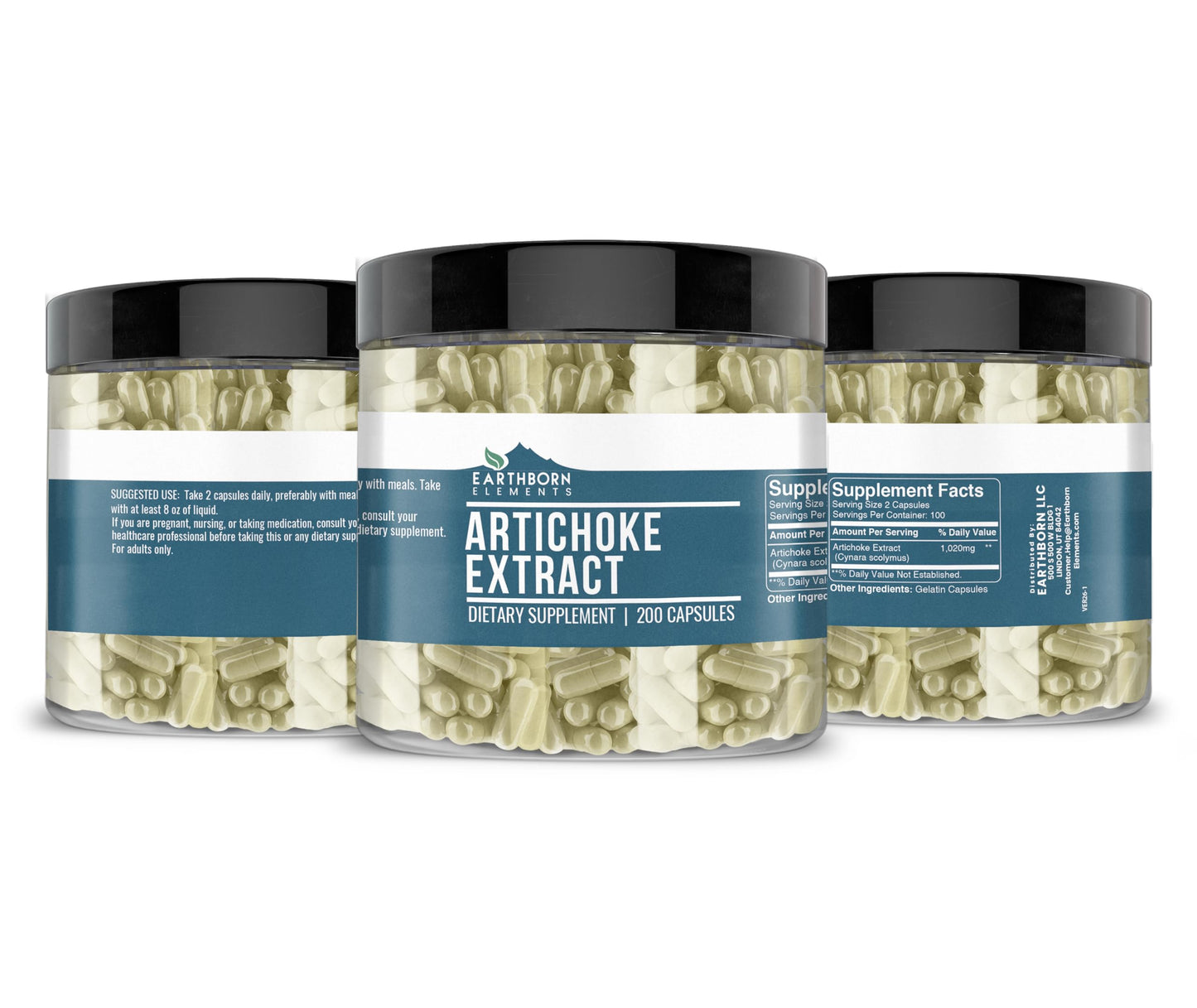 Earthborn Elements Artichoke Extract dietary supplement bottle label instructions