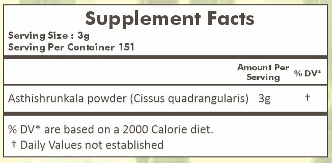 Herbal Hills Hadjod Asthishrunkala vegetarian gluten free wellness powder.