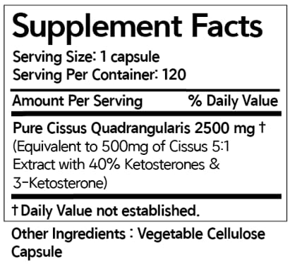 Dear Nature Cissus Premium supplement bottles showcasing the 40 percent ketosterones label for bone health.