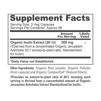 Premium Jerusalem artichoke prebiotic fiber capsules by NusaPure showing USDA organic seal