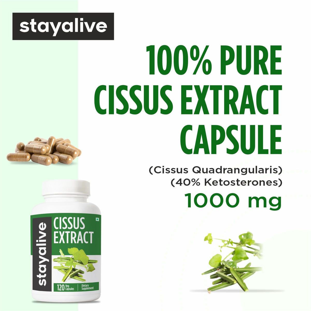 Stay Alive 40 percent ketosterones herbal extract capsules for active adults