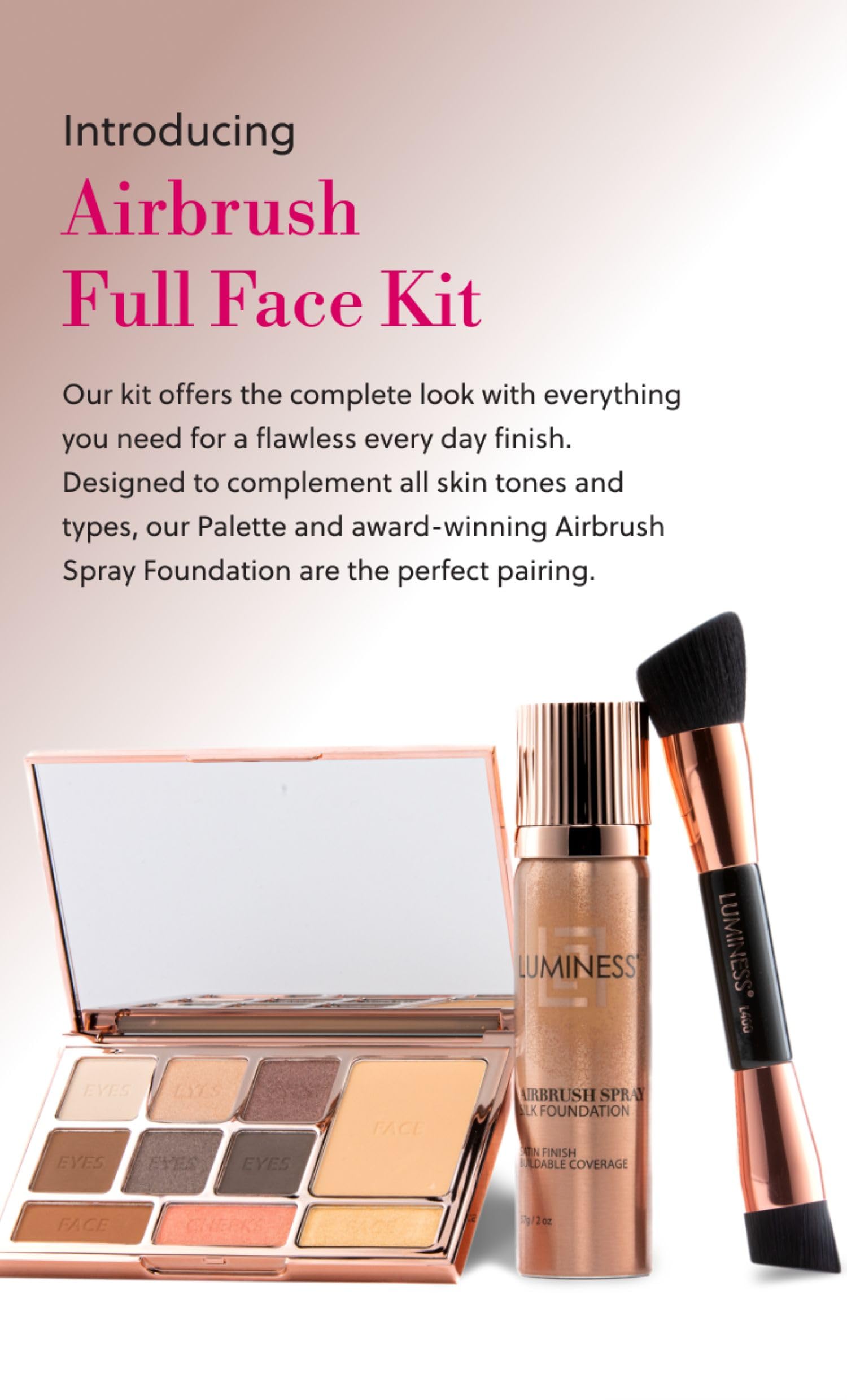Luminess Airbrush Spray Silk Foundation bottle in Light Medium shade showing product label details.