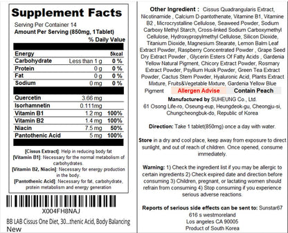 BB LAB Cissus One inner beauty supplement box with Niacin and B vitamins info