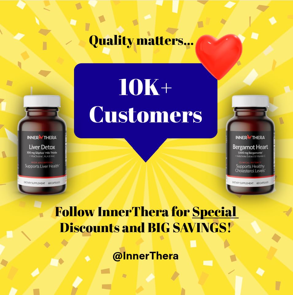 Close up look of InnerThera Citrus Bergamot heart health supplement packaging highlighting the certified Bergamonte logo