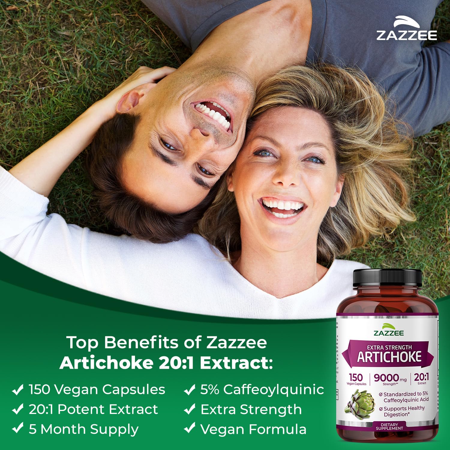 Zazzee Artichoke leaf extract 150 vegan capsules dietary features and standardization information