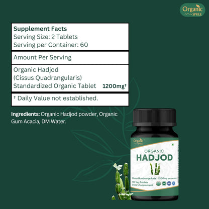 Authentic Organic Spree Hadjod bone health supplement container on a clean background