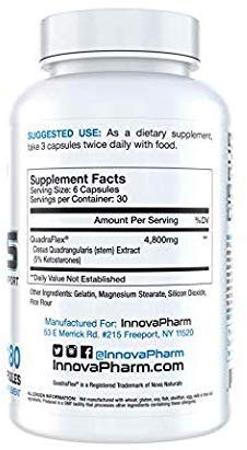 Authentic imported InnovaPharm Superior Cissus unflavored bone and connective tissue capsules.